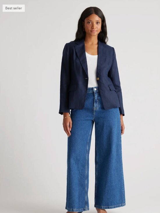Quince Jackets & Blazers - Quince 100% European Linen Structured Blazer Small Navy